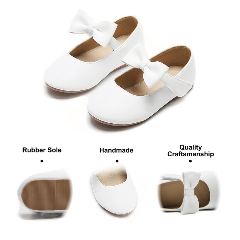 Felix & Flora Girls Mary Jane Flat Dress Shoe for Toddler Little Kid Party School (5 Toddler,White) - Image 5